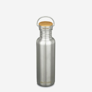 Klean Kantene promotional water bottle in stainless steel with a bamboo lid