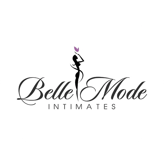 Belle Mode intimates features a simple balanced logo with a ballerina in black between the word Belle and Mode