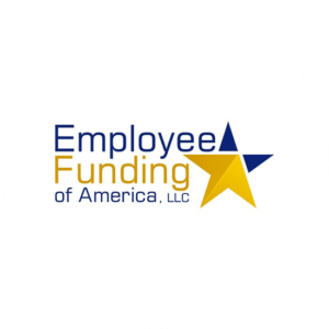 Gold logo and Royal blue combination for Employee Funding. A simple classy font with a star