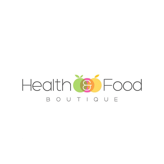 Health Food Boutique is one of the logos with harmony where three fruits in different colors come between the words.