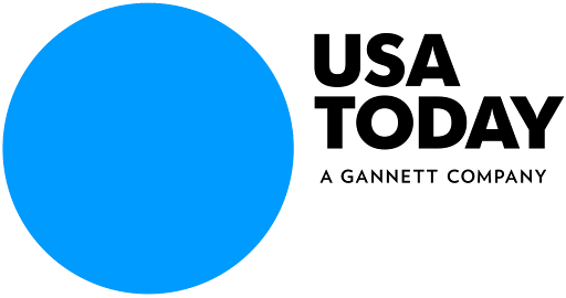 USA Today newspaper logo in the shape of a bright blue circle