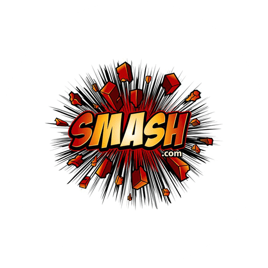 3D effect on a logo design called Smash. An explosive stone breaking explosion