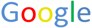 Google wordmark example. Google written in different colors to illustrate wordmark vs logo
