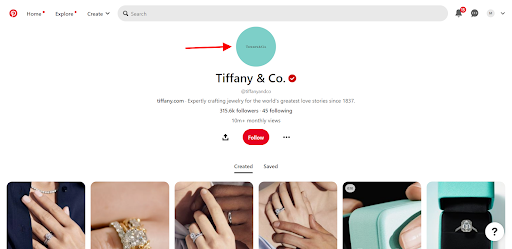 Tiffany & Co Pinterest page. Classy and with the correct size