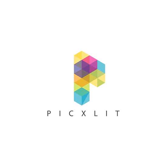 Picxlit company opted for a diamond shaped logo with P