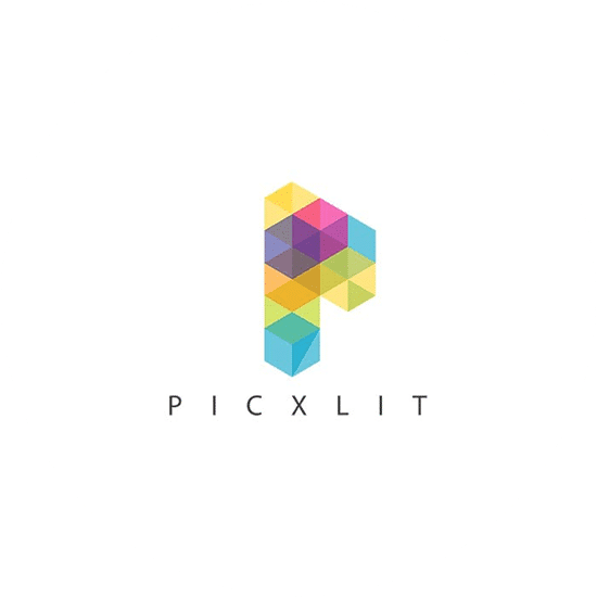 Picxlit company opted for a diamond shaped logo with P