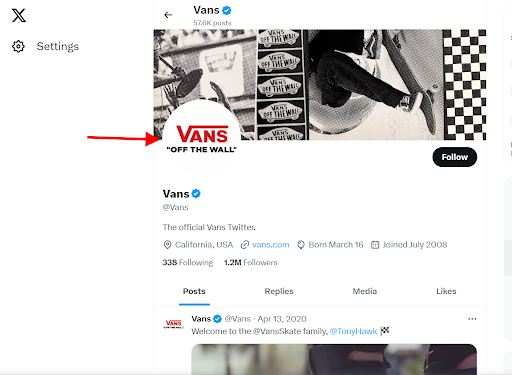 Vans circular size logo on Twitter