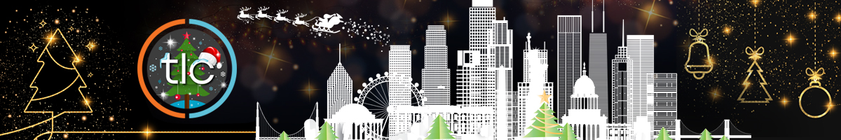 Skyline over New York City with The Logo Company Christmas Logo
