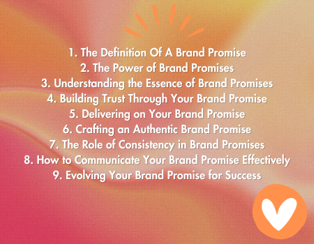 List of the areas talked about in the blog about brand promise