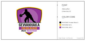 A black silhouette holding a basketball. A purple background. Sports Logo Brief can explain what the customer wants