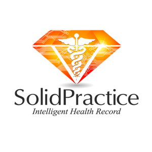 Solid Practice health logo design in a vibrant orange diamond shape orange