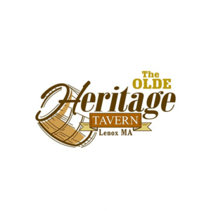 The Olde Heritage Tavern in gold and brown. Logo design ideas including a hand drawn barrell