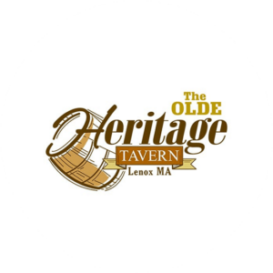 The Olde Heritage Tavern in gold and brown. Logo design ideas including a hand drawn barrell