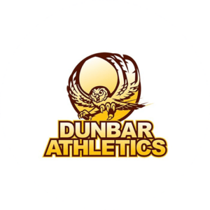 Dunbar Athletic team logo design all in gold with an own spreading its wings in the shape of a ball