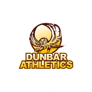 Dunbar Athletic team logo design all in gold with an own spreading its wings in the shape of a ball