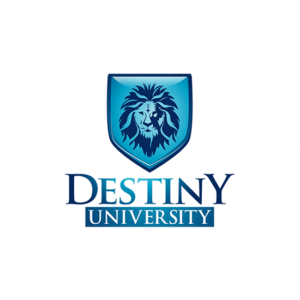 Destiny University with a lion in a shield shape