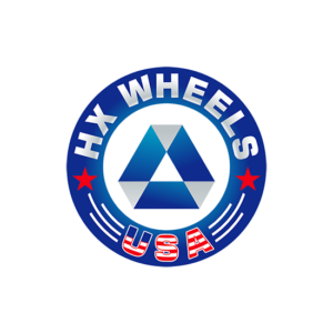 HX Wheels USA is a perfect example of a round logo design. Patriotic colors with a symbol in the middle