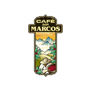 Best food logos Cafe Don. A logo in with the coffee plantations and mountains in the background