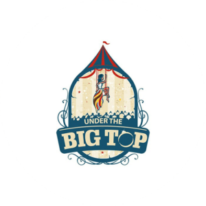 Under the big top retro logo for an interior design company. Balloon shaped logo.