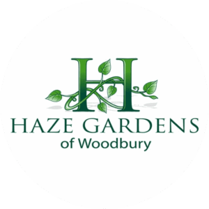 Haze Gardens natural logo with the green H in the middle surrounded by leafs.