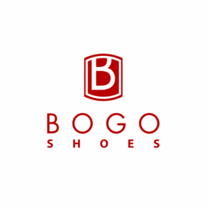 Bogo shoes fashion inspired logo design. All in red bold letters with a memorable ever lasting image.