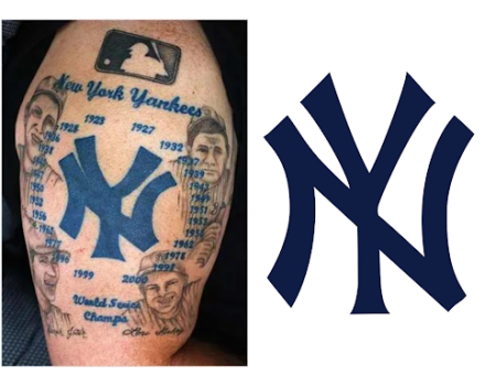 Fan tattoo of the New York Yankees logo. Photo by Ann Johansson for The New York Times