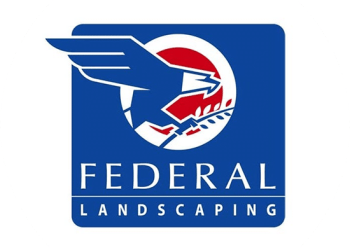 Federal Landscaping has a square logo shape that is easily re-sizable. The Eagle is blue and the logo is very patriotic looking