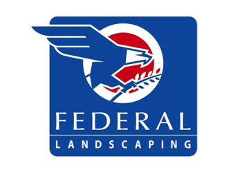 Federal Landscaping has a square logo shape that is easily re-sizable. The Eagle is blue and the logo is very patriotic looking