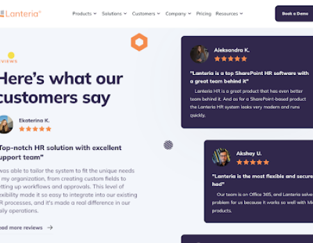 A screen shot of Lanternia's website demonstrating how they work converting visitors into customers