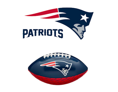 New England Patriots. A head and a ball in the patriotic colors red, blue and white