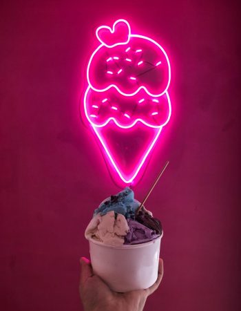Pink and White Ice Cream Neon Signage. Ben & Jerry´s has become a brand personality to count on