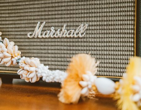 A Close-Up Shot of a Speaker with a fantastic music logo