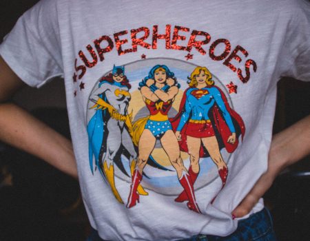 Superheroes printed on a white t-shirt. It's easy to print a design on a shirt if you know how.