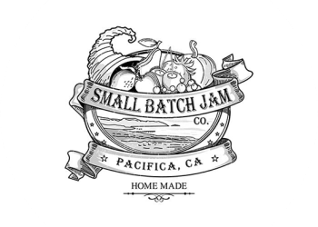 Small Batch Jam has a ribbon with the name of the logo. A very versatile feature that can be moved and put on everything.