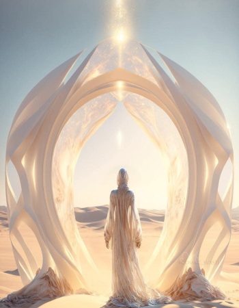 Traditional and digital art can co-exists. here a fantasy digital woman in a magical white setting