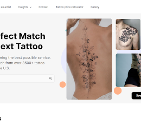 The tattoo logo design is visible on the website in a prominent place